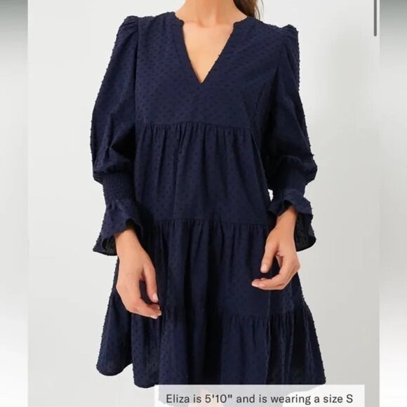 NEW POMANDER PLACE TUCKERNUCK kenzo dress navy blue swiss dot mini casual M - Picture 1 of 11